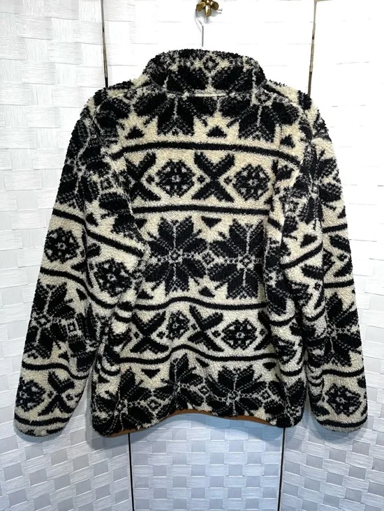 Carhartt Fair Isle Pullover Fleece Loose Fit Sherpa Sweatshirt Women's Large - Picture 6 of 10